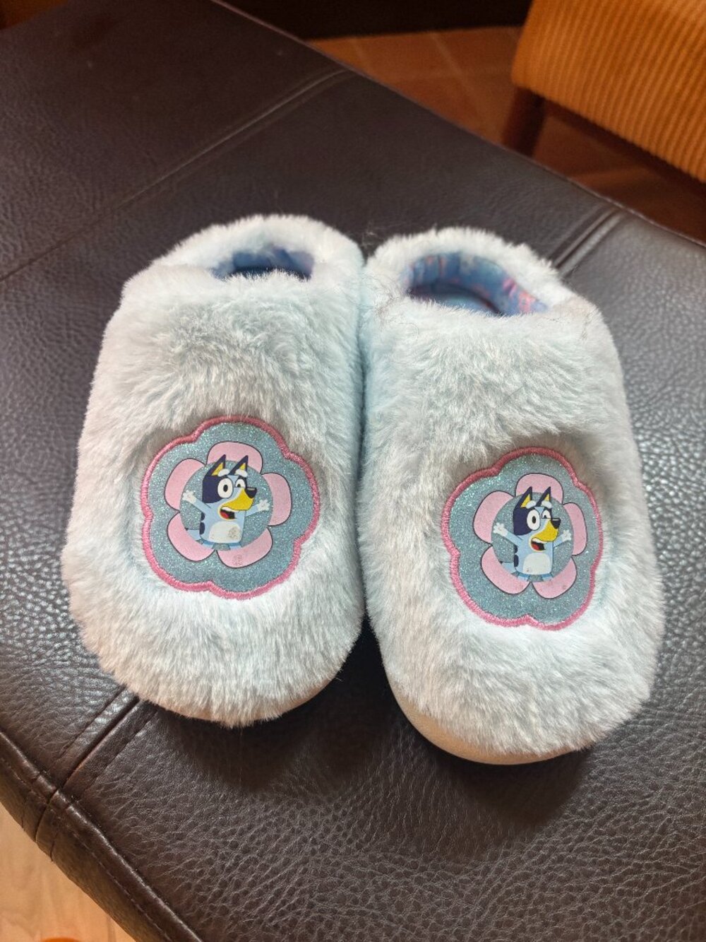 Bluey Fluffy Slippers Slip-On Disney Toddler Size 11/12 - Like New!